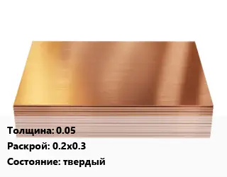 Медный лист 0.05 0.2х0.3 твердый